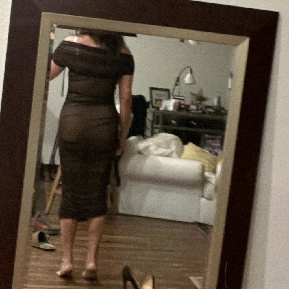 SER.O.YA Strapless Brown Mesh Dress - Picture 5 of 5